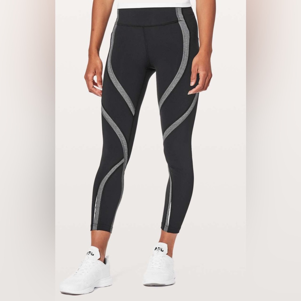 Lululemon Wild Twist 7/8 Tight *25" Legging Black/ Heathered Black Sz 4